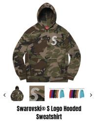 New Swarovski® S Logo Hooded Sweatshirt Woodland Camo  Sz L