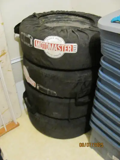 WINTER TIRES ON STEEL RIMS VW GOLF 16” x 4 – Used for 24604 km. I kept accurate information on numbe...