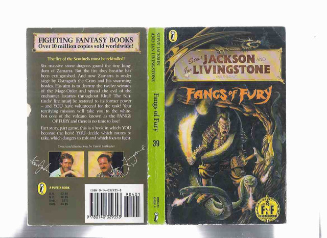 Steve Jackson Ian Livingstone Fighting Fantasy #39 fangs of Fury in Fiction in Oakville / Halton Region