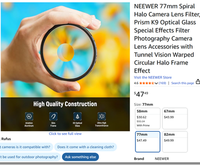 NEEWER 77mm Spiral Halo Camera Lens Filter, View more