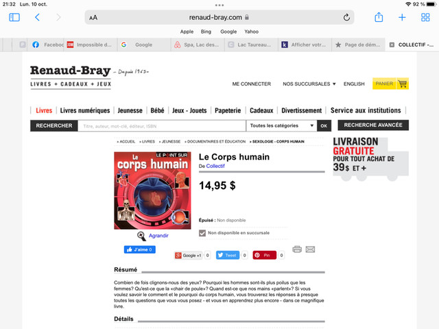 Livre: Le point sur Le corps humain dans Livres jeunesse et ados  à Laval/Rive Nord - Image 2