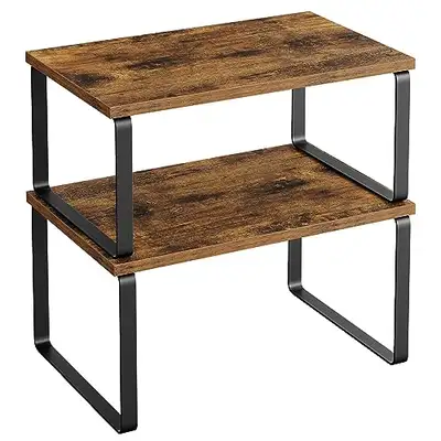 SONGMICS Expandable Kitchen Shelves, Set of 2, Metal & Wood, Sto, View more