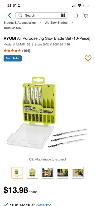 Ryobi Jig Saw Blade Set, View more