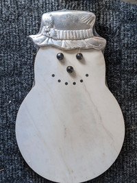 NEW marble snowman cutting board appetizer charcuterie Christmas