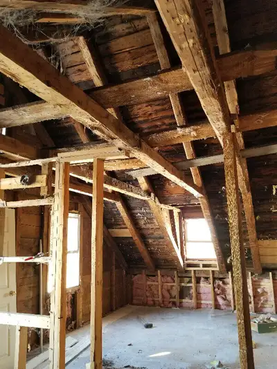 Finished dismantling another heritage building.... Lots of materials ... wide boards, beams, windows...