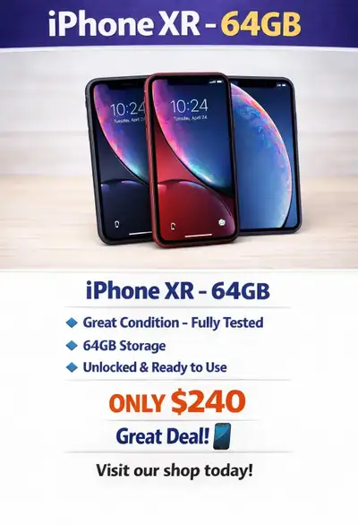 Apple iPhone XR, 64GB, Black Unlocked, View more