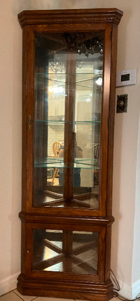 Vintage Wood Space-saving Corner Curio Cabinet