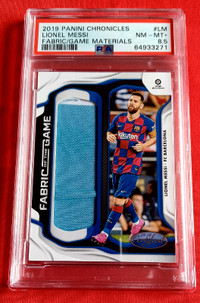 2019 Panini Chronicles Lionel Messi, Fabric of the Game, PSA8.5