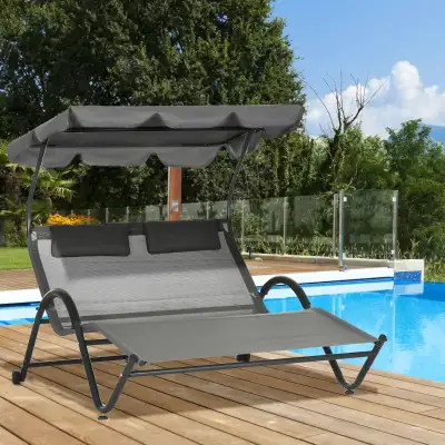 Double Outdoor Patio Chaise Lounge Chair, Patio Sun Lounger, View more