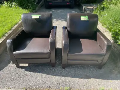 Brown leather arm chair - free!, View more
