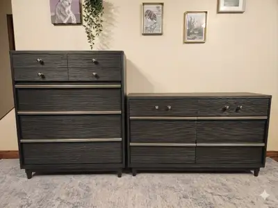 Kroehler MCM dresser set - satin black - Modern update, View more