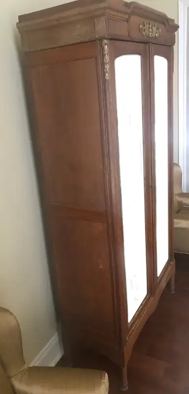 Antique Oak Armoire (Bevelled Mirrors in Doors), View more