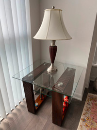 Wooden Side Table with Lamp: Functional and Stylish