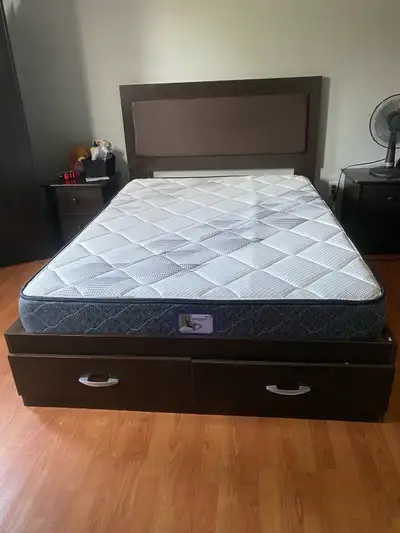 Double Bed Frame + Mattress with Storage Drawers – Like New, View more