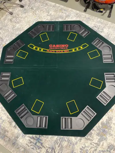 Get ready to host your own casino night with this Casino Dealer's Choice poker tabletop! It features...