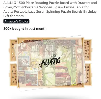 New 1500 Piece Rotating Puzzle Board with Drawers and Cover, View more