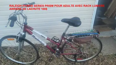 RALEIGH HYBRID SERIES PRISM POUR ADULTE AVEC RACK LUMIERE, View more