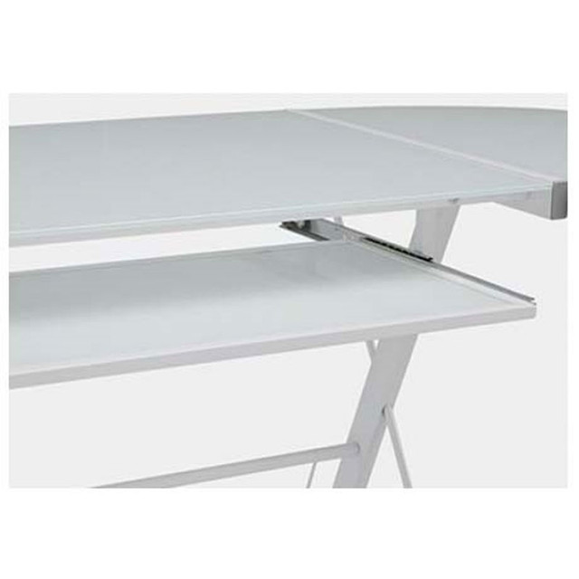 Soreno L-Shaped Computer Desk in White Glass & Steel in Home Décor & Accents in Mississauga / Peel Region - Image 4