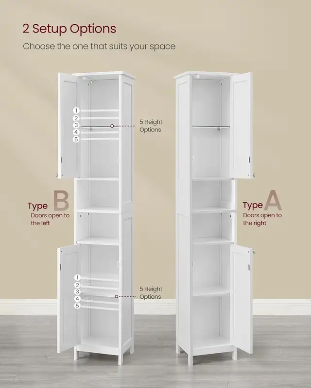 11.8”x11.8”x59”, Tall Storage Cabinet with Lights, White Color in Storage & Organization in Markham / York Region - Image 7