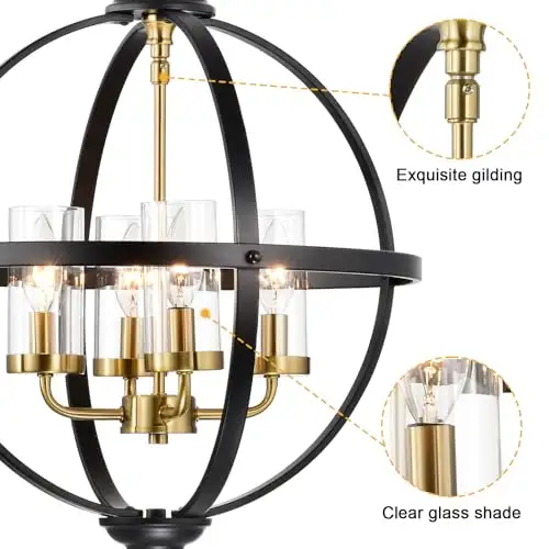 Treekee 17" Black & Gold Rustic Chandelier – 4 Light Pendant for in Other in Mississauga / Peel Region - Image 2