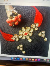 Indian kundan red party wear necklace/ jewellery 