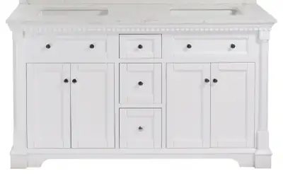 BRAND NEW Sydney 60” Double Vanity With Carrara Marble Top, View more