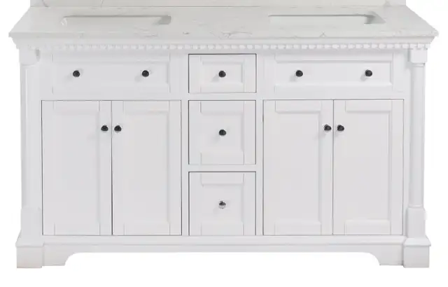 BRAND NEW Sydney 60” Double Vanity With Carrara Marble Top in Cabinets & Countertops in Oakville / Halton Region - Image 2