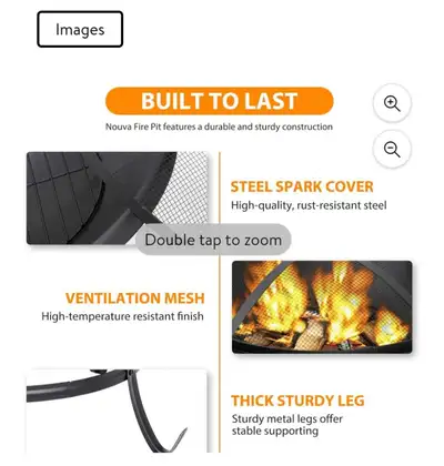 Brand new in box 22" Round Firepit with Cover Weather-Resistant , View more