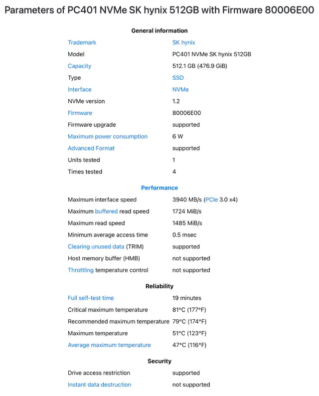 SK Hynix 512 Gig M.2 NVMe - Pulls