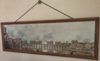 4' long vintage framed print - medieval London Bridge