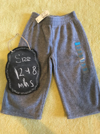 Brand new boys grey fleece pants 12-18 months - NWT