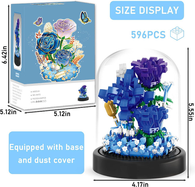 Guglog Flower Bouquet Blue Roses Building Bricks Kit - Only $19 in Toys & Games in Vancouver - Image 4