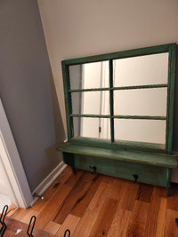 Entryway Wall Mounted Coat Rack Shelf with Mirrors