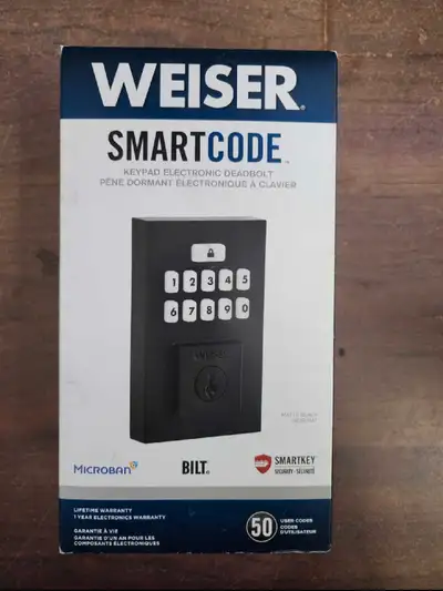 Weiser Smartcode Deadbolt with Electronic Keypad Black&White, View more