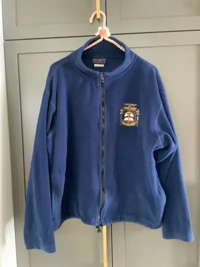 Bishop Allen Academy Navy Blue Fleece Zip Up - Size LARGE, View more
