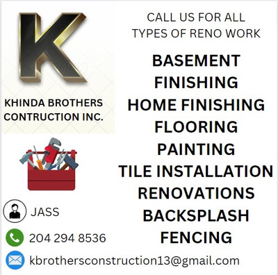 Call us for any kind of Renovation and finishing work