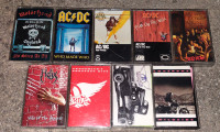 Cassette tapes: AC/DC, MOTORHEAD, AEROSMITH, HELIX, SKIDROW