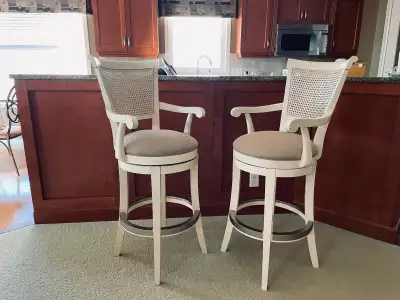 Beautiful Elegant Antique White Bar Stools!  Like new!, View more