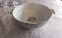 CLARICE CLIFF HANDLED PINK BOWL -MINIVER ROSE -NEWPORT POTTERIES