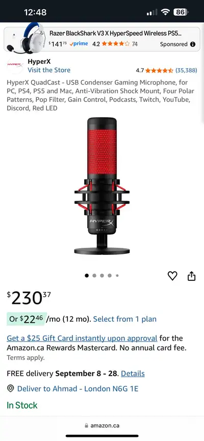 HyperX QuadCast USB Condenser Gaming Microphone OBO, View more