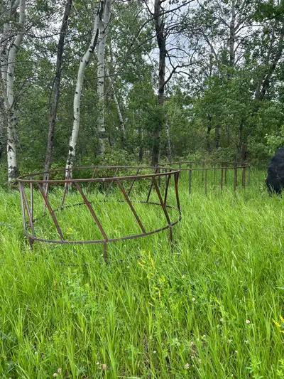 3 qty steel hay bale feers for sale. Located in Eaglesham. Text 780-933-8799
