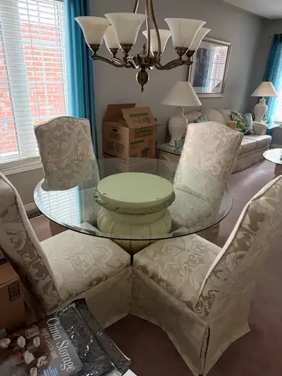 Elegant Glass Dining Room Table + 4 Chairs, View more
