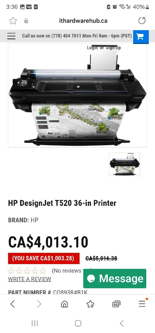 I have a used Hp designjet T520 36in for sale comes with extras  in Printers, Scanners & Fax in Renfrew