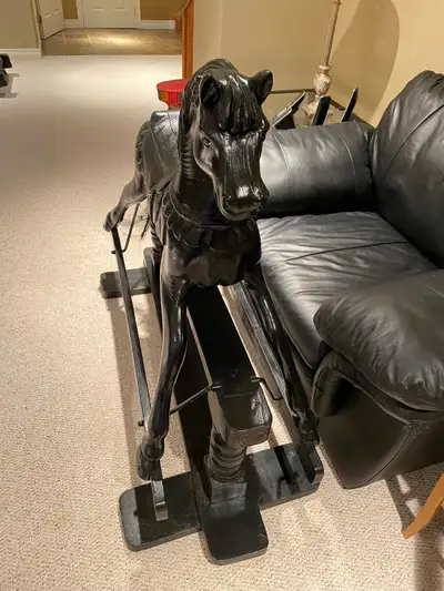 Rocking Horse, wood, black, all intact and working, you pick up, View more