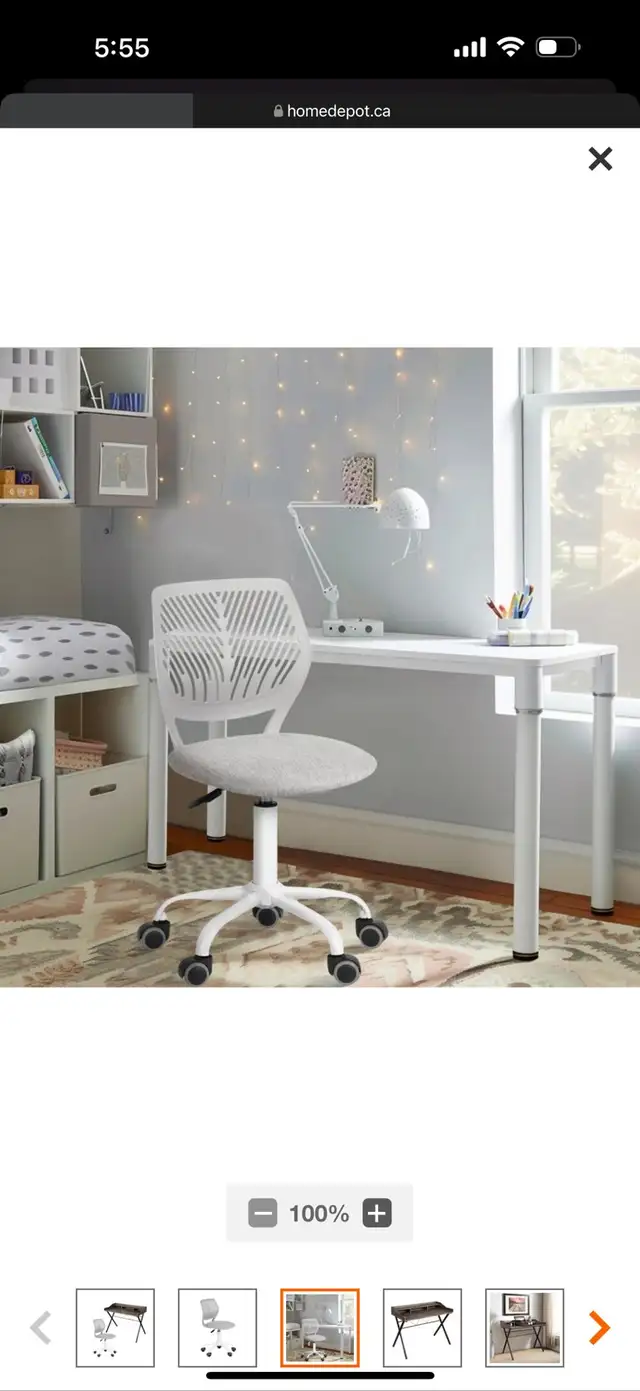 Homy Casa teens Grey Home Office Desk & Ergonomic Chair Set in Chairs & Recliners in Markham / York Region - Image 3