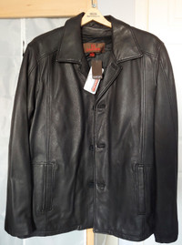 Men's Classic DANIER Black Leather Jacket Size L New, Never Worn