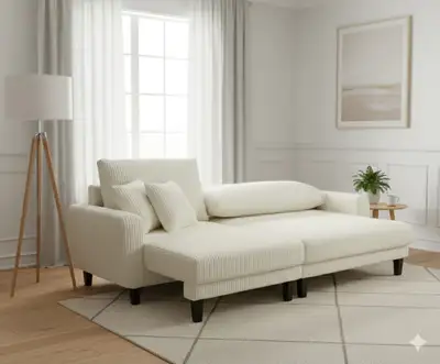 2507 Half Split Fabric Sectional – Beige, View more