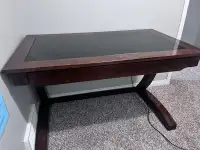Solid Wood Desk w/glass insert