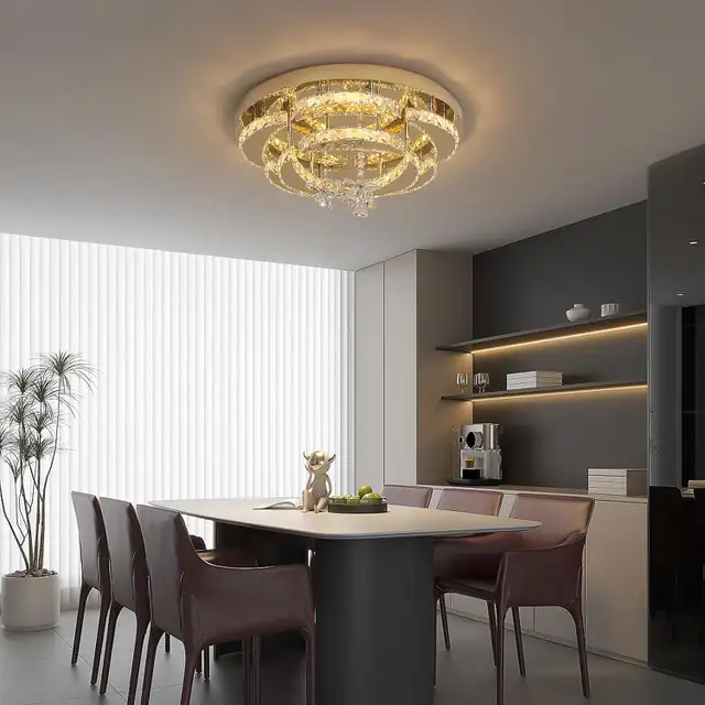 Modern Flush Mount Chandelier - 50CM Crystal Ceiling Light with in Indoor Lighting & Fans in Mississauga / Peel Region - Image 11