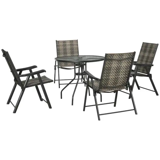 5 Pieces Wicker Patio Dining Set Outdoor Furniture Set, Glass To in Patio & Garden Furniture in Markham / York Region - Image 3